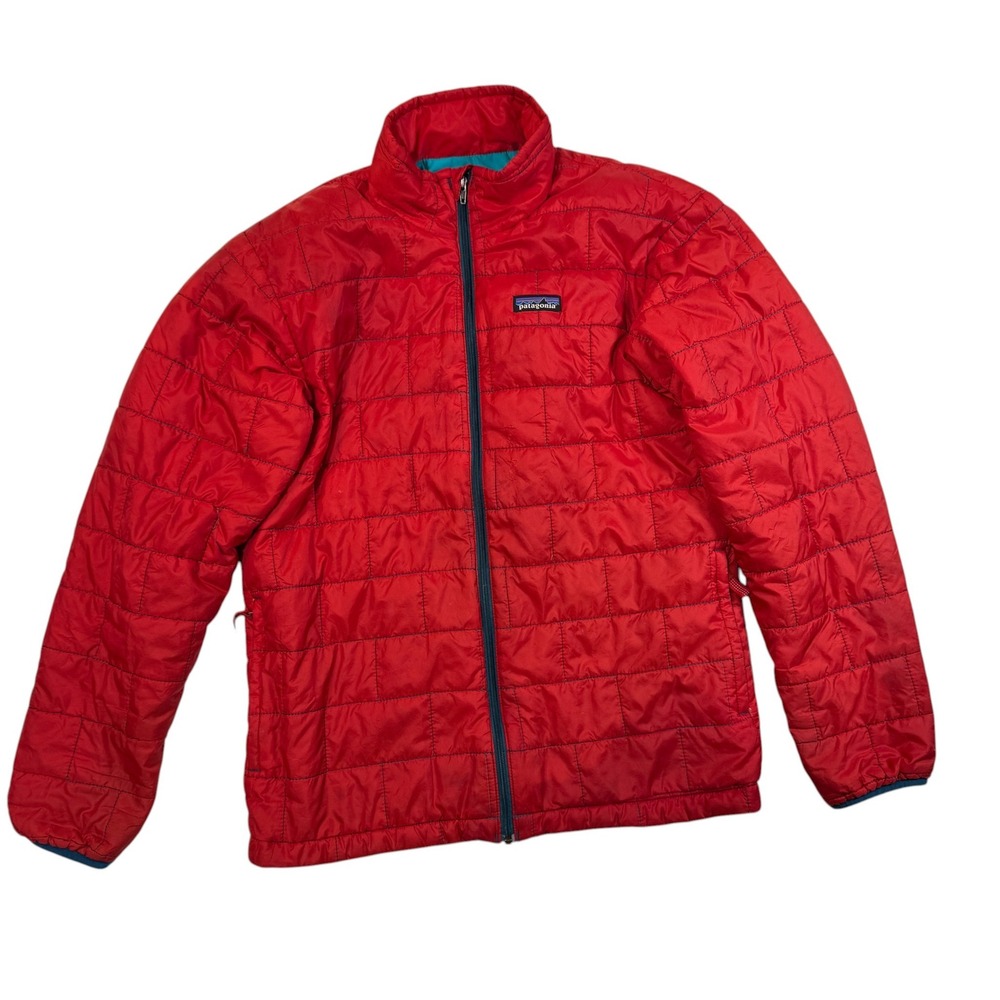 Patagonia Nano Puff Jacket Kids XL 14 Red Quilted Full‎ Zip Insulated Puffer